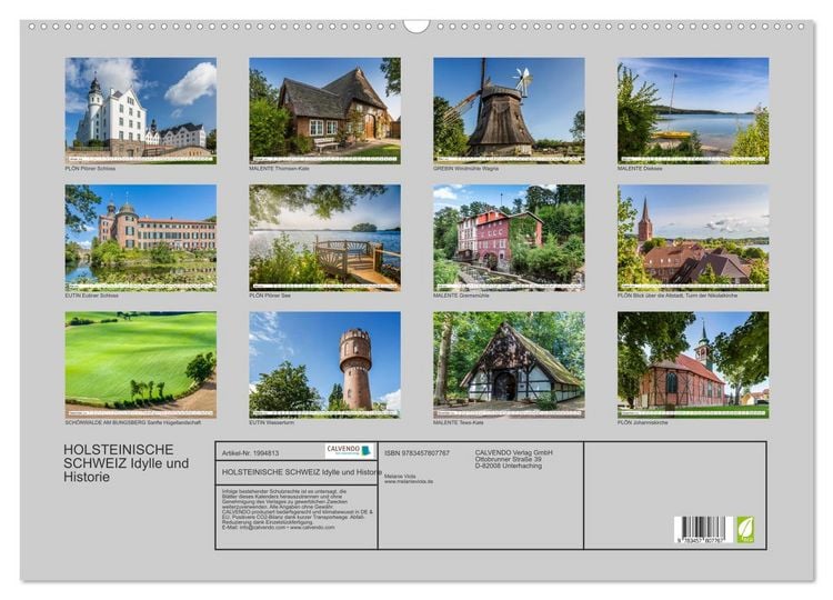 Produktbild: HOLSTEINISCHE SCHWEIZ Idylle und Historie (Wandkalender 2026 DIN A2 quer), CALVENDO Monatskalender