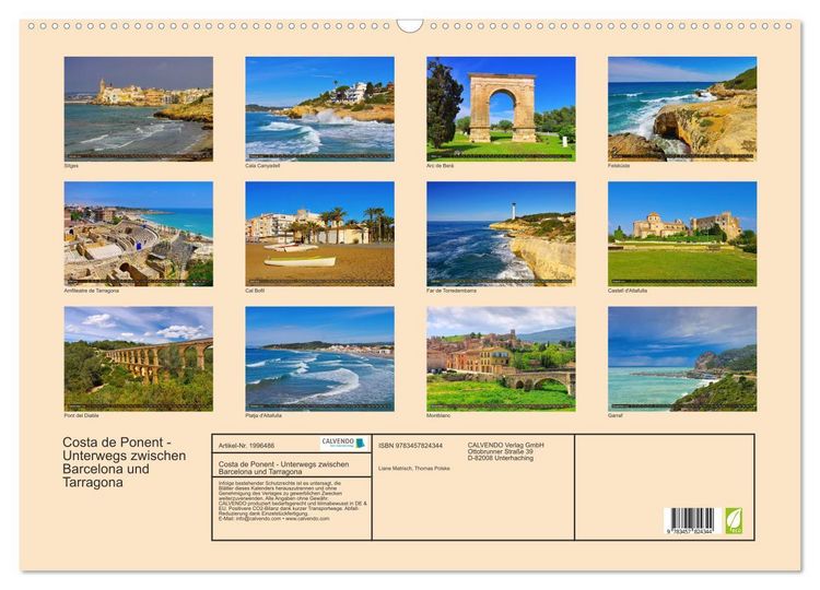Produktbild: Costa de Ponent - Unterwegs zwischen Barcelona und Tarragona (Wandkalender 2026 DIN A2 quer), CALVENDO Monatskalender