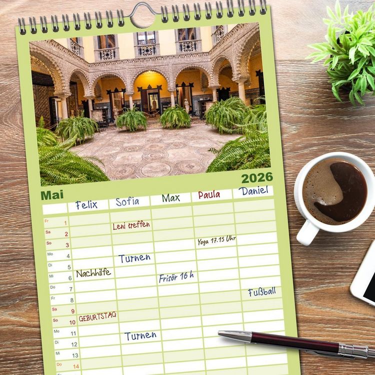 Produktbild: Familienplaner 2026 - Andalusien - Sevilla mit 5 Spalten (Wandkalender, 21 x 45 cm) CALVENDO