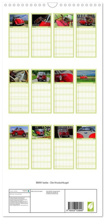 Produktbild: Familienplaner 2026 - BMW Isetta - Die Knutschkugel mit 5 Spalten (Wandkalender, 21 x 45 cm) CALVENDO