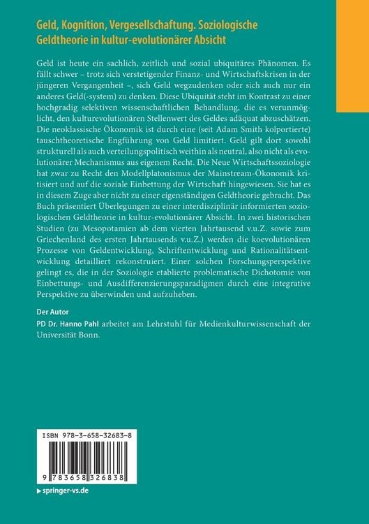 Produktbild: Geld, Kognition, Vergesellschaftung. Soziologische Geldtheorie in kultur-evolution&auml;rer Absicht