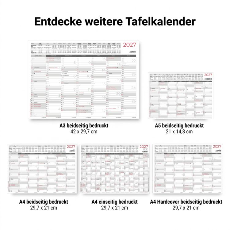 Produktbild: Tafelkalender A4 einseitig 2027