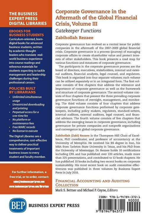 Produktbild: Corporate Governance in the Aftermath of the Global Financial Crisis, Volume III
