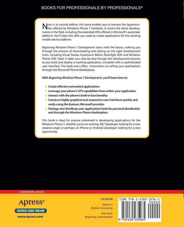 Produktbild: Beginning Windows Phone 7 Development