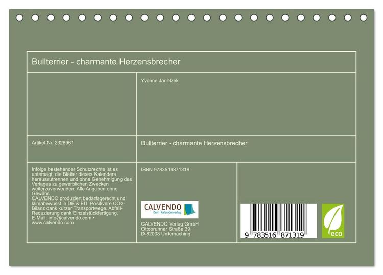 Produktbild: Bullterrier - charmante Herzensbrecher (Tischkalender 2027 DIN A5 quer), CALVENDO Monatskalender