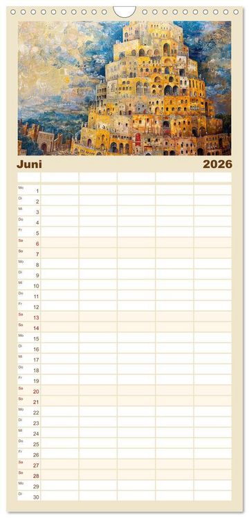 Produktbild: Familienplaner 2026 - Der Turm zu Babel: Ungemalte Bilder der Kunstgeschichte mit 5 Spalten (Wandkalender, 21 x 45 cm) CALVENDO