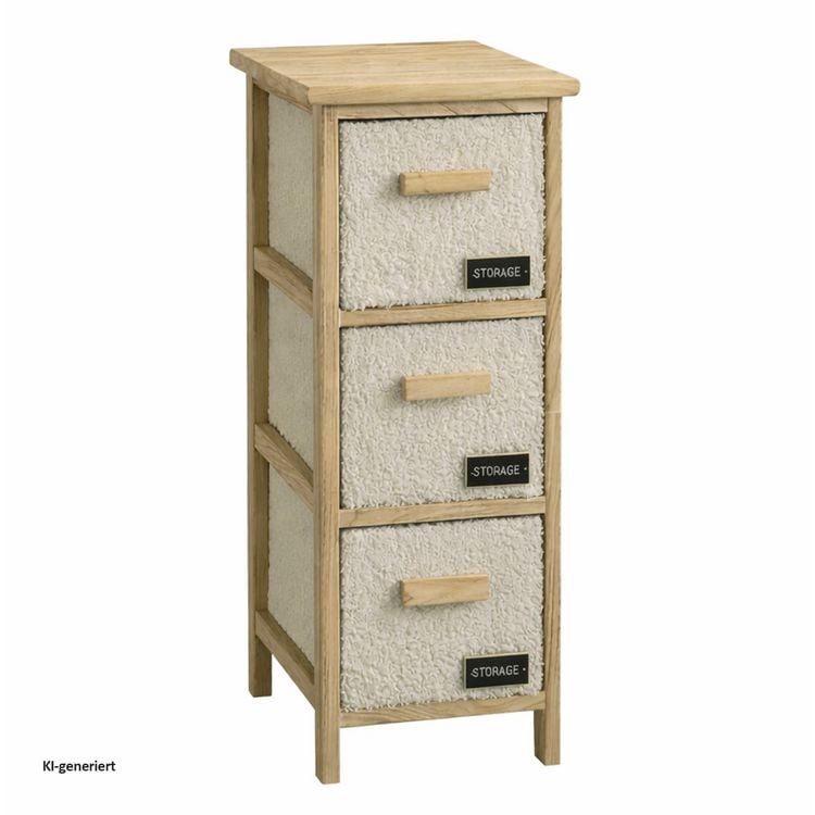 Produktbild: HTI-Living Kommode Melia schmal mit 3 Pl&uuml;sch-Schubladen Kommode Melia schmal mit 3 Pl&uuml;sch-Schubladen