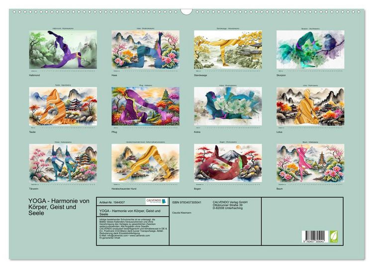 Produktbild: YOGA - Harmonie von K&ouml;rper, Geist und Seele (Wandkalender 2026 DIN A2 quer), CALVENDO Monatskalender