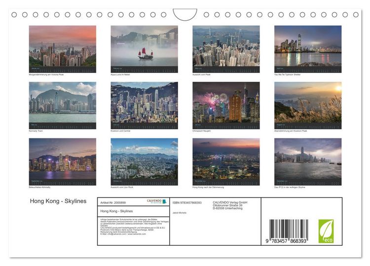 Produktbild: Hong Kong - Skylines (Wandkalender 2026 DIN A4 quer), CALVENDO Monatskalender