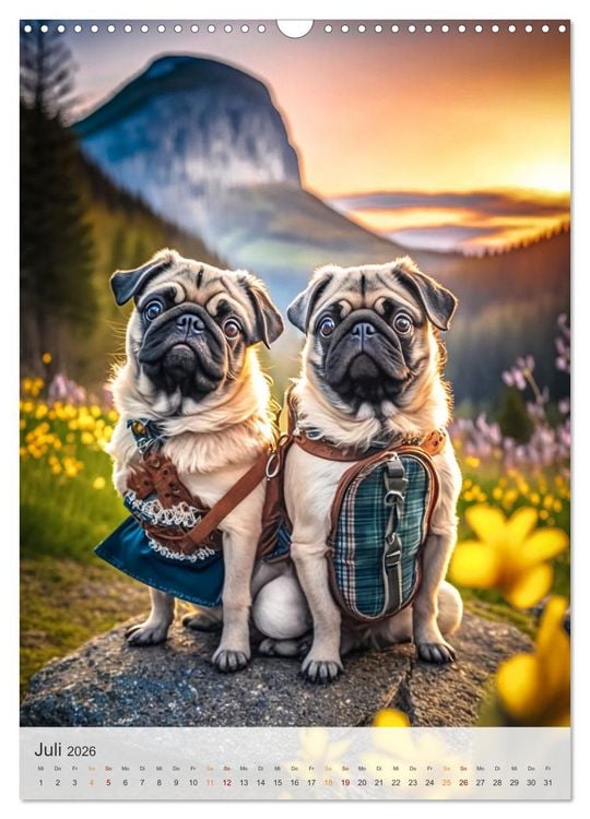 Produktbild: Mein Mops-Kalender (Wandkalender 2026 DIN A3 hoch), CALVENDO Monatskalender