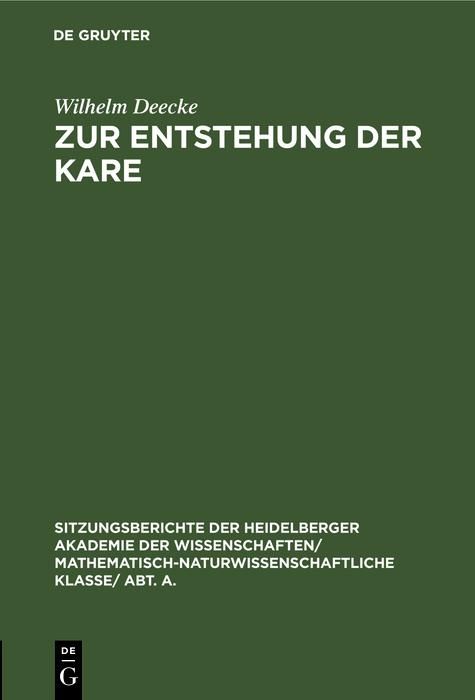 Produktbild: Zur Entstehung der Kare