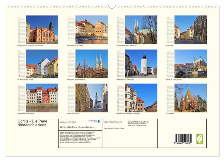 Produktbild: G&ouml;rlitz - Die Perle Niederschlesiens (hochwertiger Premium Wandkalender 2026 DIN A2 quer), Kunstdruck in Hochglanz
