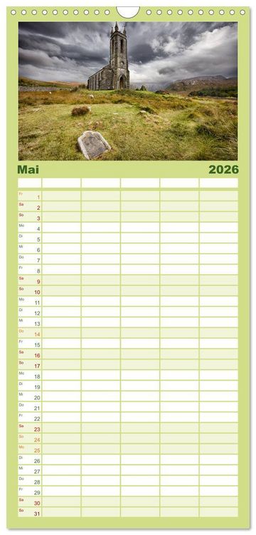 Produktbild: Familienplaner 2026 - Irland - Zauberhafte Insel in gr&uuml;n mit 5 Spalten (Wandkalender, 21 x 45 cm) CALVENDO