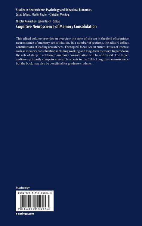 Produktbild: Cognitive Neuroscience of Memory Consolidation