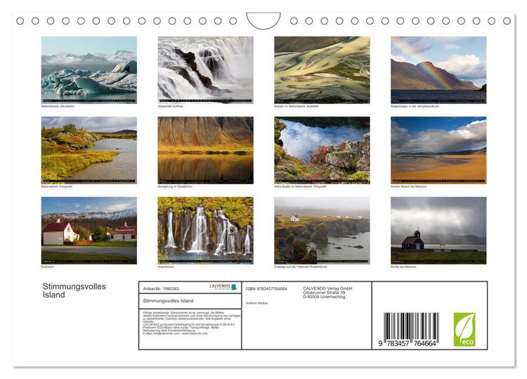 Produktbild: Stimmungsvolles Island (Wandkalender 2026 DIN A4 quer), CALVENDO Monatskalender