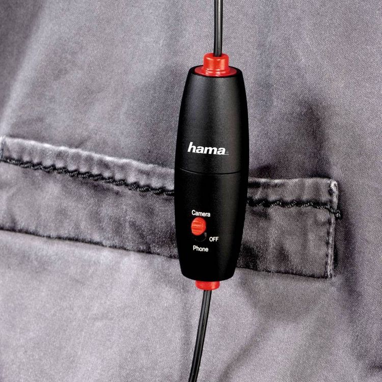 Produktbild: Ansteck Sprach-Mikrofon Hama Smart &Uuml;bertragungsart (Details):Kabelgebunden inkl. Klammer, inkl. Tasche, inkl. Windschutz