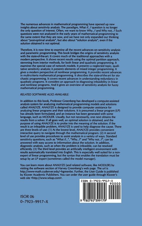 Produktbild: Advances in Sensitivity Analysis and Parametric Programming