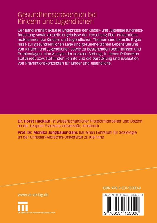 Produktbild: Gesundheitspr&auml;vention bei Kindern und Jugendlichen