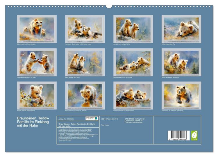 Produktbild: Braunb&auml;ren. Teddy-Familie im Einklang mit der Natur (hochwertiger Premium Wandkalender 2027 DIN A2 quer), Kunstdruck in Hochglanz
