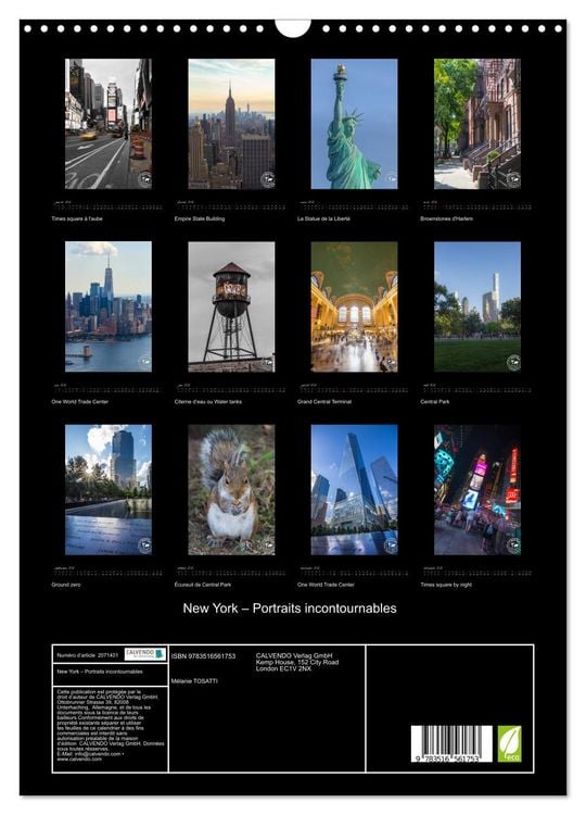 Produktbild: New York &ndash; Portraits incontournables (Calendrier mural 2026 DIN A3 horizontal), CALVENDO calendrier mensuel