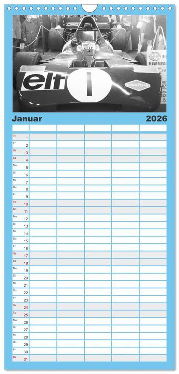Produktbild: Familienplaner 2026 - Formel, Rennen, Boxengasse 1971-&acute;83 mit 5 Spalten (Wandkalender, 21 x 45 cm) CALVENDO