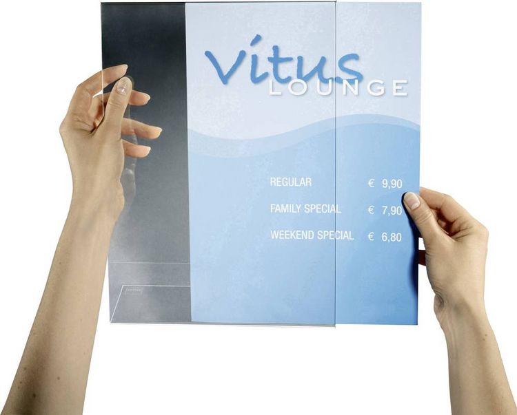 Produktbild: Sigel TA210 Tischaufsteller L-Form Verwendung f&uuml;r Papierformat: DIN A4 Glasklar 1 St.