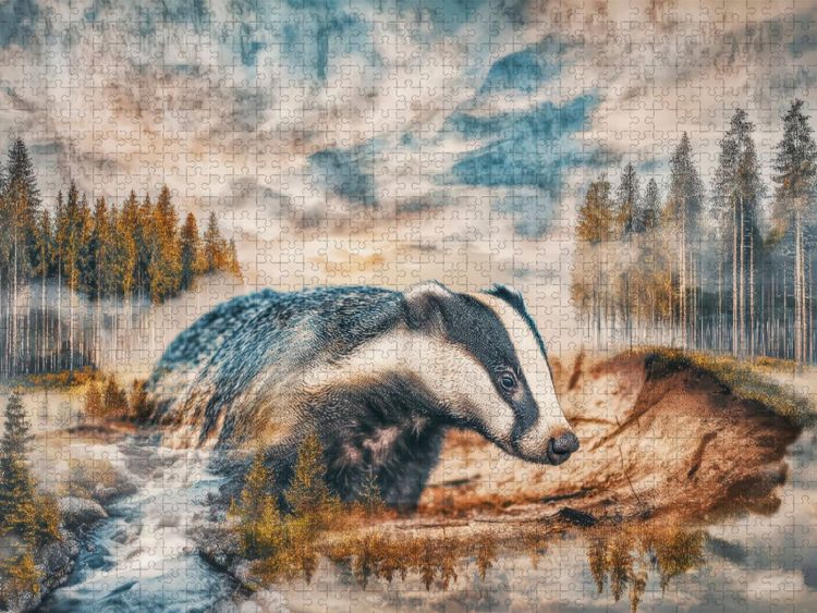 Produktbild: CALVENDO Puzzle Dachs | 1000 Teile Lege-Gr&ouml;&szlig;e 64x48cm Foto-Puzzle f&uuml;r gl&uuml;ckliche Stunden