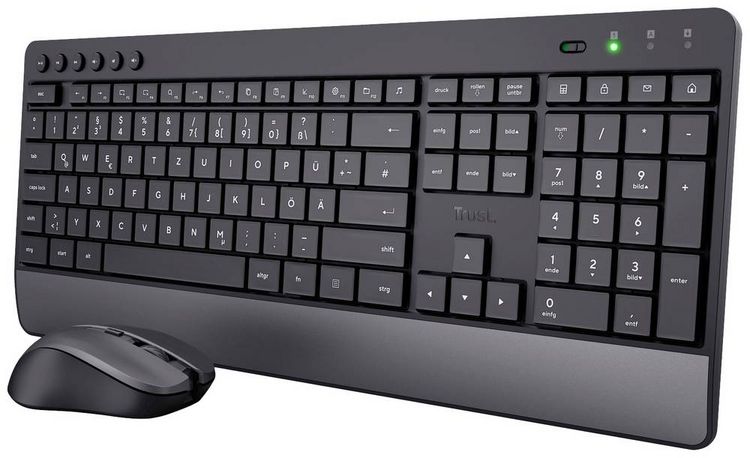 Produktbild: Trust Trezo Comfort Eco Funk Tastatur, Maus-Set Spritzwassergesch&uuml;tzt Deutsch, QWERTZ Schwarz