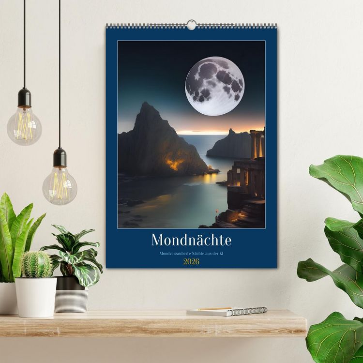 Produktbild: Mondn&auml;chte- Mondverzauberte N&auml;chte aus der KI (Wandkalender 2026 DIN A2 hoch), CALVENDO Monatskalender