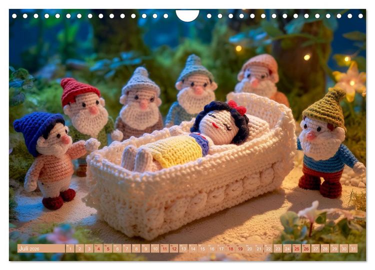 Produktbild: Amigurumi M&auml;rchenstunde nach den Gebr&uuml;dern Grimm (Wandkalender 2026 DIN A4 quer), CALVENDO Monatskalender