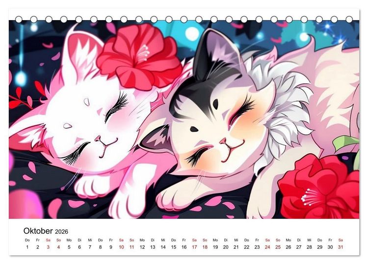 Produktbild: Anime Cats (Tischkalender 2026 DIN A5 quer), CALVENDO Monatskalender