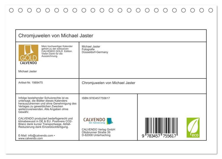 Produktbild: Chromjuwelen von Michael Jaster (Tischkalender 2026 DIN A5 quer), CALVENDO Monatskalender