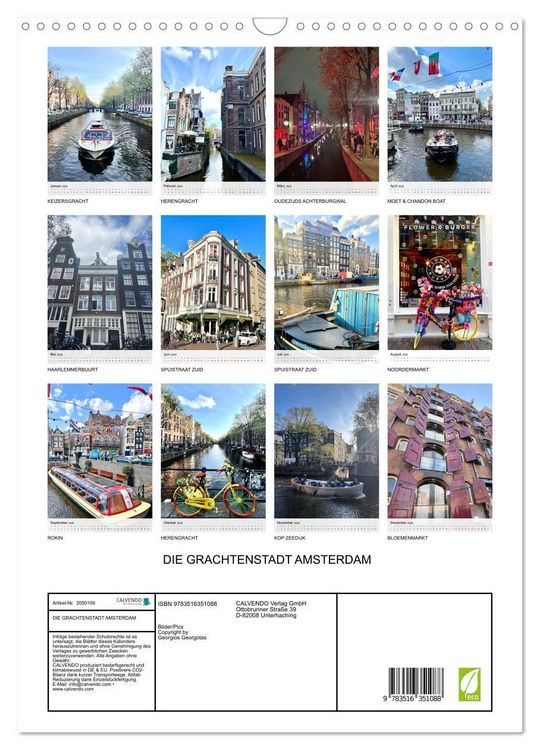 Produktbild: DIE GRACHTENSTADT AMSTERDAM (Wandkalender 2026 DIN A3 hoch), CALVENDO Monatskalender