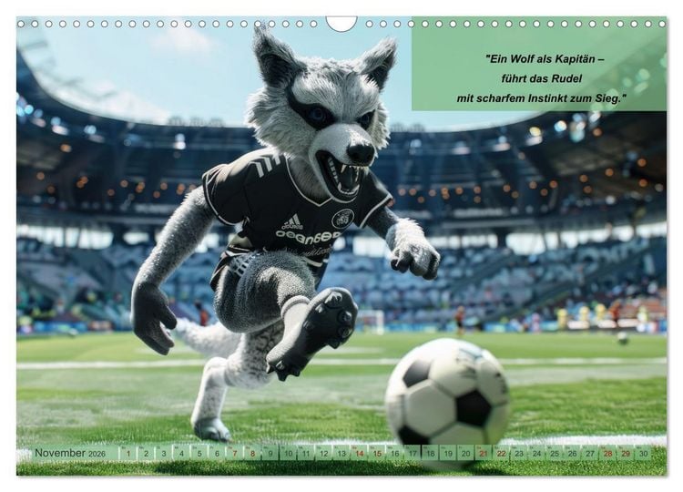 Produktbild: Der tierisch lustige Fu&szlig;ballkalender (Wandkalender 2026 DIN A3 quer), CALVENDO Monatskalender
