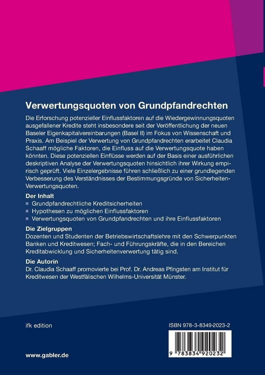 Produktbild: Verwertungsquoten von Grundpfandrechten
