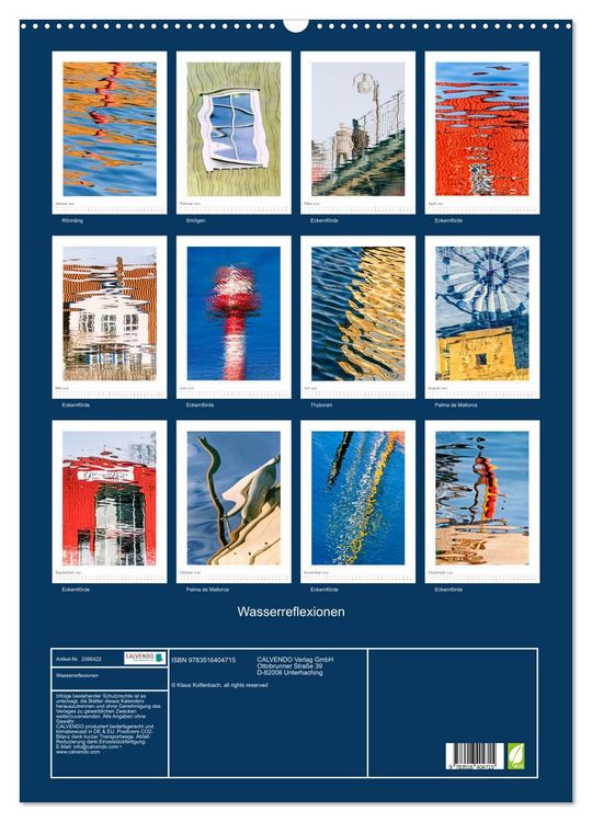 Produktbild: Wasserreflexionen (Wandkalender 2026 DIN A2 hoch), CALVENDO Monatskalender