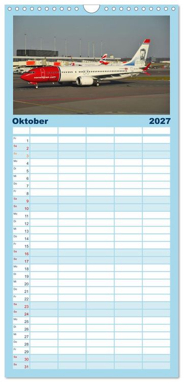 Produktbild: Familienplaner 2027 - Ein Jahr in der Welt der Luftfahrt mit 5 Spalten (Wandkalender, 21 x 45 cm) CALVENDO