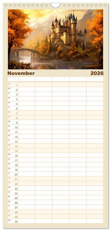 Produktbild: Familienplaner 2026 - Malerische Ritterburgen mit 5 Spalten (Wandkalender, 21 x 45 cm) CALVENDO