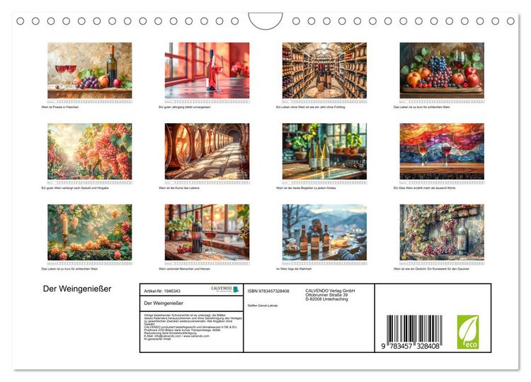 Produktbild: Der Weingenie&szlig;er (Wandkalender 2026 DIN A4 quer), CALVENDO Monatskalender