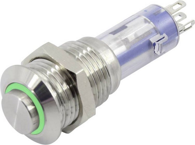Produktbild: TRU COMPONENTS TC-6647608 LAS4GQH-11E/G/24V/S Drucktaster 48 V 2 A 1 x Aus/(Ein) tastend Gr&uuml;n 1 St.
