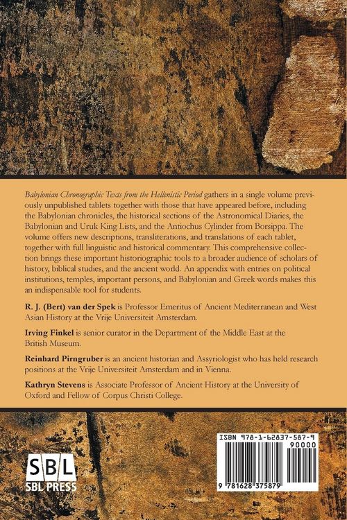Produktbild: Babylonian Chronographic Texts from the Hellenistic Period