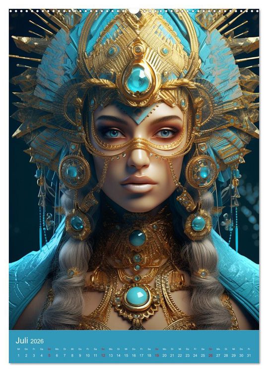Produktbild: Antike Priesterinnen. Kunstvolle Fantasy-Portraits (hochwertiger Premium Wandkalender 2026 DIN A2 hoch), Kunstdruck in Hochglanz