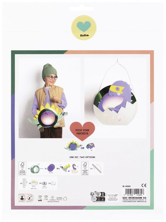 Produktbild: FOLIA Bastelartikel Laternen-Bastelsets SUPER DINOS, inkl. 1 LED-Licht und Batterien