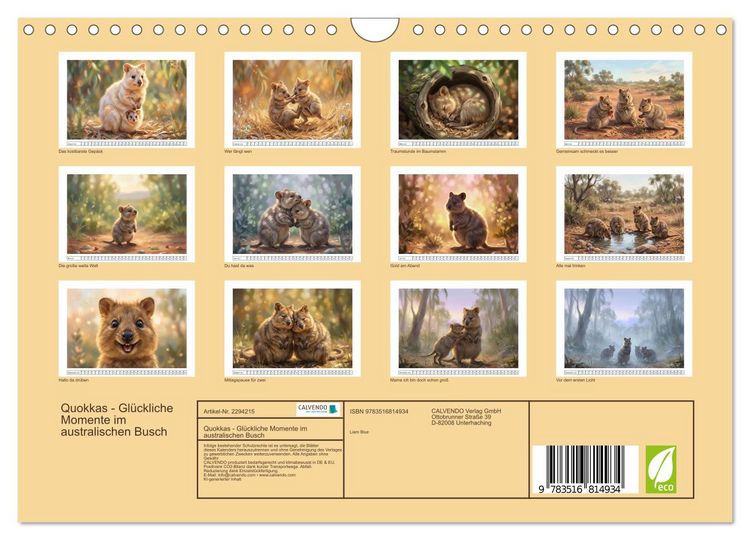 Produktbild: Quokkas - Gl&uuml;ckliche Momente im australischen Busch (Wandkalender 2027 DIN A4 quer), CALVENDO Monatskalender