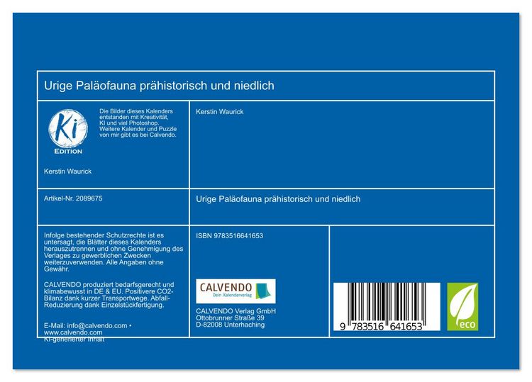 Produktbild: Urige Pal&auml;ofauna pr&auml;historisch und niedlich (Tischkalender 2026 DIN A5 quer), CALVENDO Monatskalender