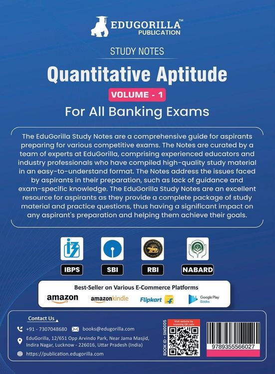 Produktbild: Quantitative Aptitude (Vol 1) Topicwise Notes for All Banking Related Exams | A Complete Preparation Book for All Your Banking Exams with Solved MCQs