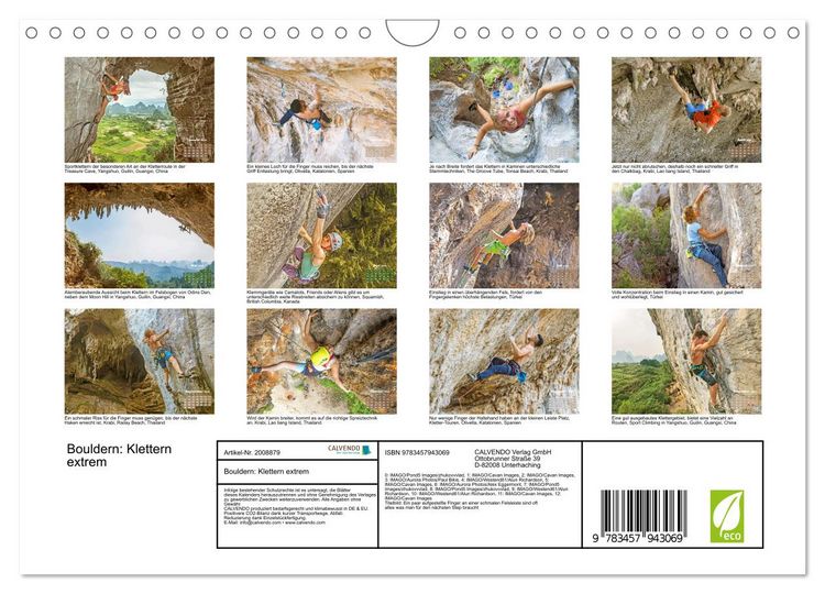 Produktbild: Bouldern: Klettern extrem (Wandkalender 2026 DIN A4 quer), CALVENDO Monatskalender