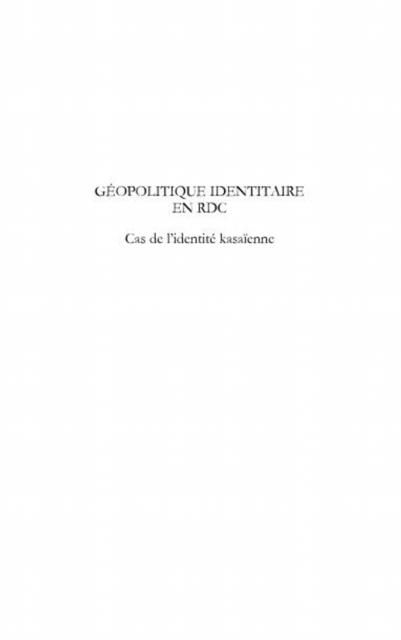 Produktbild: Geopolitique identitaire en rdc - cas de