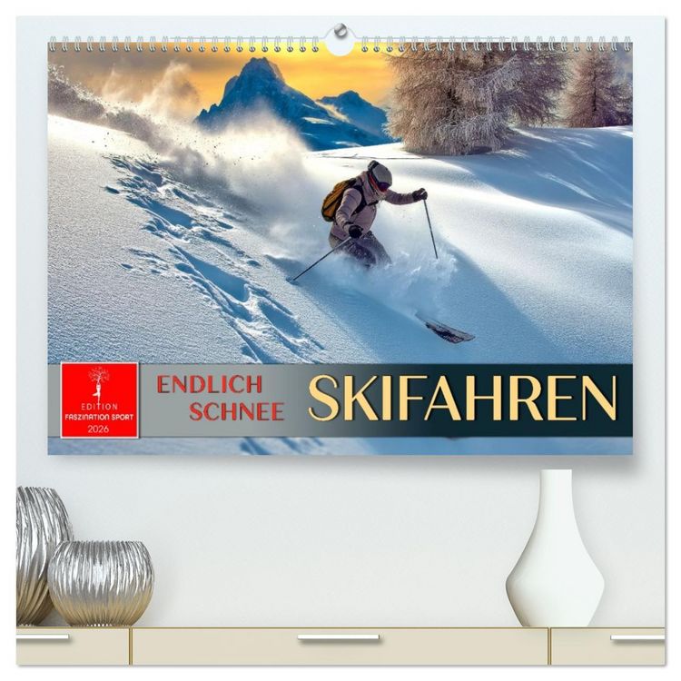 Produktbild: Skifahren - endlich Schnee (hochwertiger Premium Wandkalender 2026 DIN A2 quer), Kunstdruck in Hochglanz