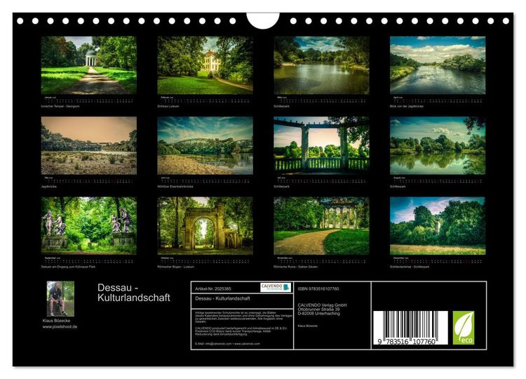 Produktbild: Dessau - Kulturlandschaft (Wandkalender 2026 DIN A4 quer), CALVENDO Monatskalender